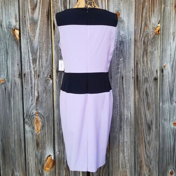 Sleeveless Colorblock Dress Stretch Lilac Purple Black Nine West Size 10 NWT - Picture 4 of 8